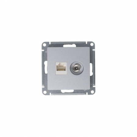 Розетка компьютерная + телевизионная 2-м СП AtlasDesign RJ45 кат.5E + TV механизм алюм. SE ATN000389