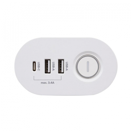 Удлинитель 3х1.5м на струбцине с заземл. с выкл. 3 USB выхода (2А+1С) IP20 ПВС 3х1 ETD-03U-150-wh (3х1.5) бел. JAZZway 5059535