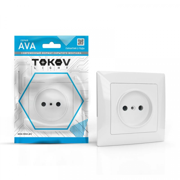 Розетка 1-м СП AVA 16А IP20 без заземл. без защ. шторок в сборе бел. TOKOV ELECTRIC TKL-AV-R1F-C01
