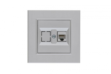 Розетка компьютерная CAT 5+гнездо Karea LINE STAR жемчуж. Makel 86100035