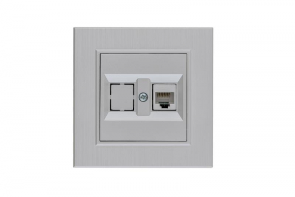 Розетка компьютерная CAT 5+гнездо Karea LINE STAR жемчуж. Makel 86100035