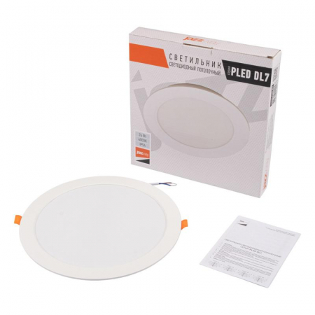 Светильник светодиодный PLED DL7 WH Downlight 24Вт 4000К IP54 220х26мм ДВО встраив. JazzWay 5042568