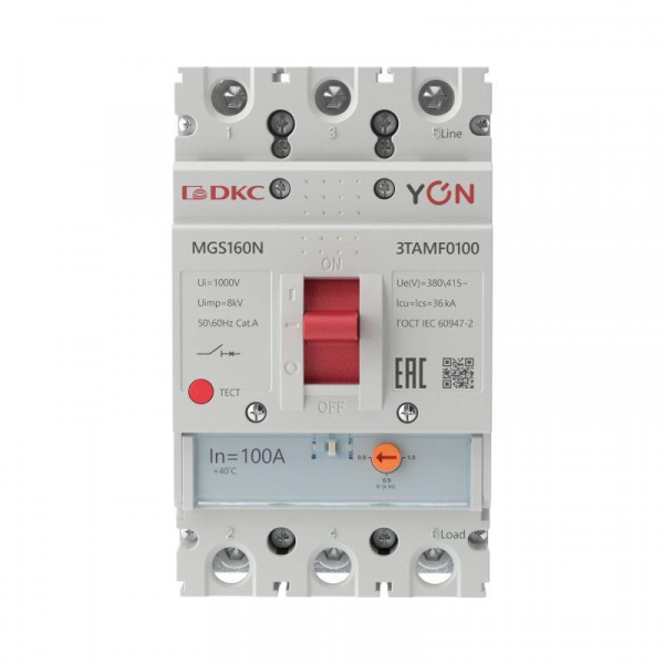 Выключатель автоматический MGS160 3P 80-100A 36kA YON MGS160N-3TAMF0100