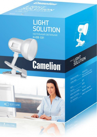 Светильник H-035 40Вт 230В прищепка метал. бел. Camelion 7198