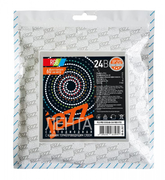 Лента светодиодная PLS Pro+ 5050/60 RGB разноцвет. 24В IP20 (уп.5м) Pro+ JazzWay 5033979