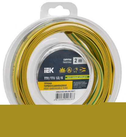 Трубка термоусадочная ТТУ нг-LS 12/6 желт. (уп.2м) IEK UDR12-012-006-002-K05-T