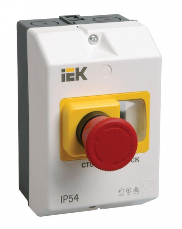 Оболочка защитная с кноп. "СТОП" IP54 KARAT IEK DMS11D-PC55
