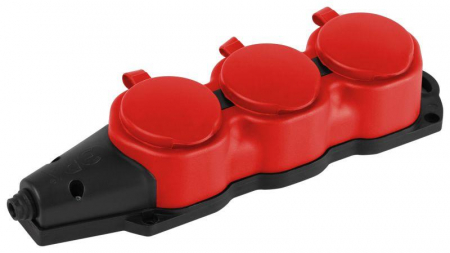 Колодка 3-м с заземл. 16A IP44 KX-3e-RED-IP44 каучук. красн. Эра Б0068393