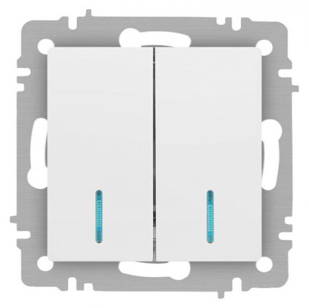 Выключатель 2-кл. СП Accent 6-105-01М 10А IP20 250В с подсветкой AL/CU бел. матов. Intro Б0063507