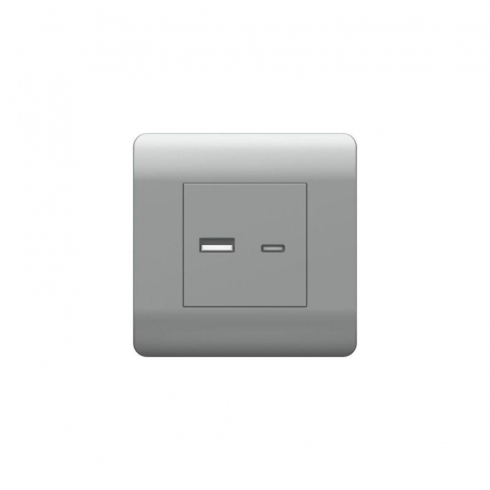 Розетка USB NEW3-E тип A+C 5В/2.1А серебр. CHINT 431451