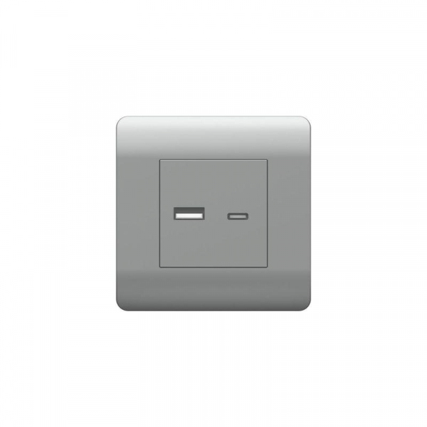 Розетка USB NEW3-E тип A+C 5В/2.1А серебр. CHINT 431451