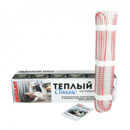 Комплект "Теплый пол" (мат) двухжил. 450Вт 0.5х6м 3кв.м Classic RNX-3-450 с экраном Rexant 51-0506-2
