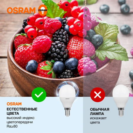 Лампа светодиодная LED G3 Value LVCLP75 10SW/865 10Вт шар матовая 6500К холод. бел. E14 800лм 230В 10х1 RU OSRAM 4058075579774
