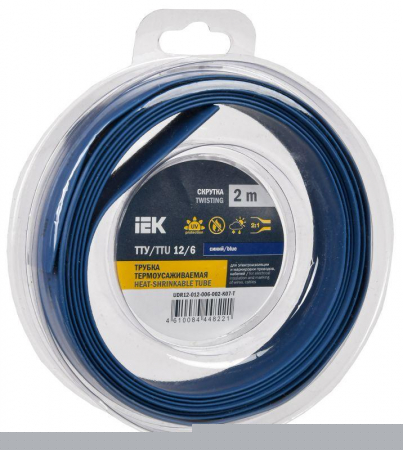 Трубка термоусадочная ТТУ нг-LS 12/6 син. (уп.2м) IEK UDR12-012-006-002-K07-T