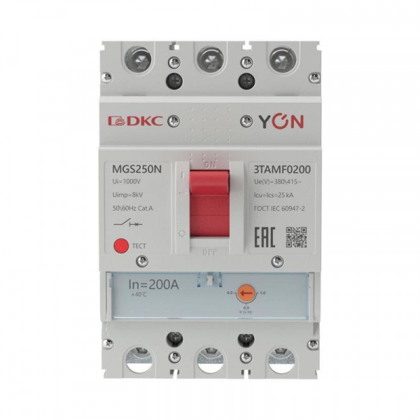 Выключатель автоматический MGS250 3P 160-200A 36kA YON MGS250N-3TAMF0200
