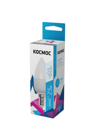 Лампа светодиодная 7.5Вт свеча 4500К бел. E14 220В КОСМОС LkecLED7.5wCNE1445
