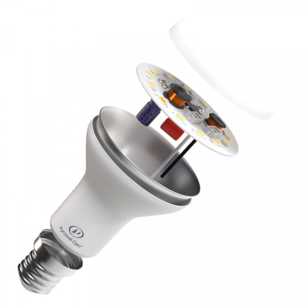 Лампа светодиодная RS LED R63 E27 9W 220-240V 9Вт рефлектор матовая 6500К холод. бел. E27 720лм 220-240В Ra90 Русский Свет 15010745082
