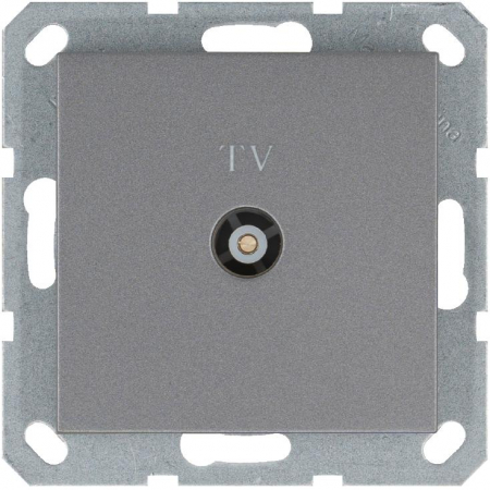 Розетка телевизионная проходная TV Ф9.5мм механизм алюм. Jasmart G6002S