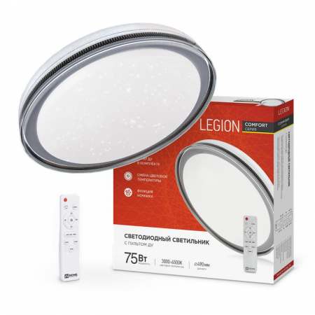 Светильник светодиодный COMFORT LEGION 75Вт 3000-6500К 6000лм 230В 490х85мм с пультом ДУ IN HOME 4690612035734