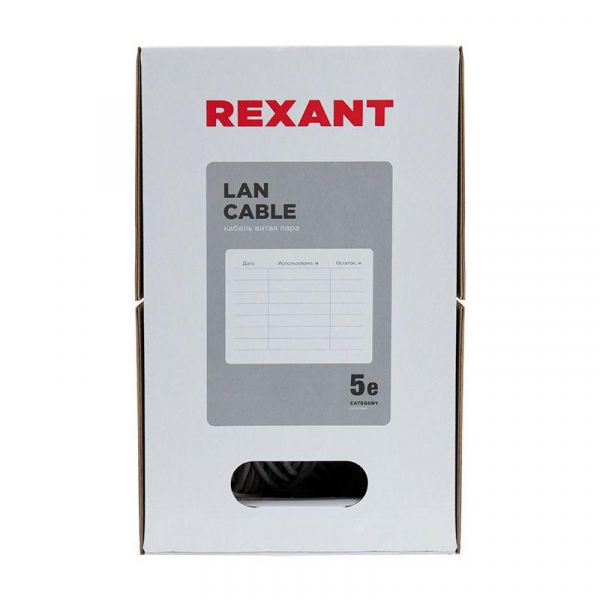 Кабель витая пара U/UTP кат.5E 4х2х24AWG LSZH нг(А)-HF INDOOR SOLID медь оранж. 305м (м) Rexant 01-0049