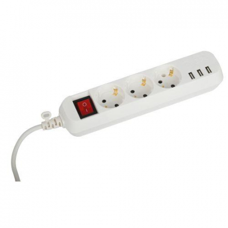 Удлинитель 3х3м с заземл. +3xUSBA 10А с выкл. U-3es-3m-USB Эра Б0052901