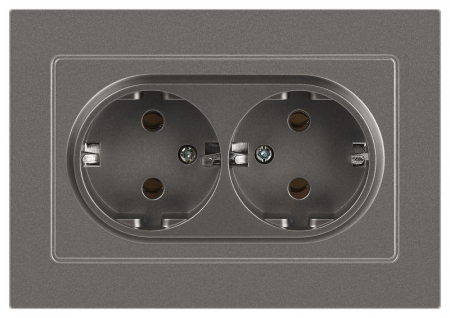 Розетка 2-м СП Accent 6-205-09 16А IP20 250В 2P+E Schuko AL/CU титан Intro Б0063500
