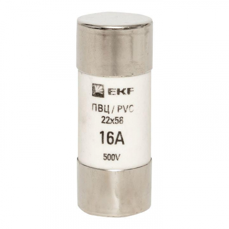 Вставка плавкая цилиндрическая ПВЦ 22х58 16А EKF pvc-22x58-16