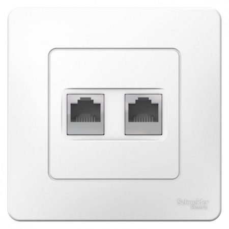 Розетка компьютерная + телефонная 2-м СП Blanca RJ45 кат.5E + RJ11 бел. SE BLNIS045111