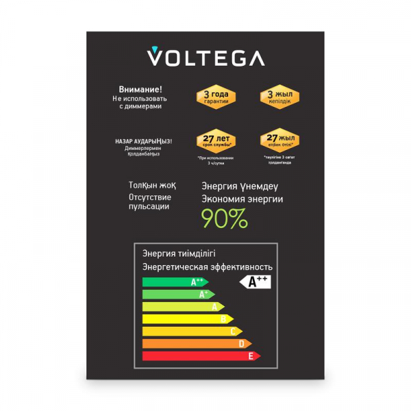 Лампа светодиодная Loft Led G125 4Вт 2500К E27 Voltega 8550