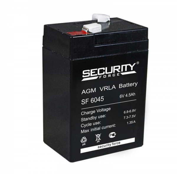 Аккумулятор ОПС 6В 4.5А.ч SF 6045 Security Force 4614030010013