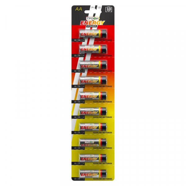 Элемент питания алкалиновый AA/LR6 LR6-10BL strip (блист.10шт) Трофи C0034054