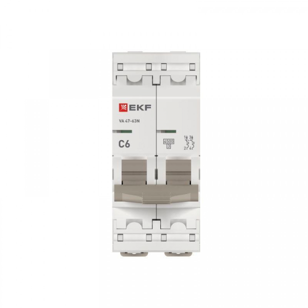 Выключатель автоматический 2п C 6А 4.5кА ВА 47-63N PROxima EKF M634206C
