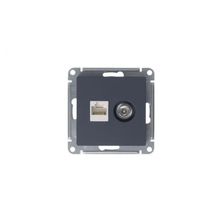 Розетка компьютерная + телевизионная 2-м СП AtlasDesign RJ45 кат.5E + TV механизм грифель SE ATN000789