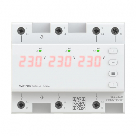 Реле напряжения D6-50 red Welrok 4660251140403