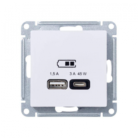 Розетка USB AtlasDesign тип A+C 45Вт высокоскор. ЗУ QC PD механизм лотос SE ATN001329