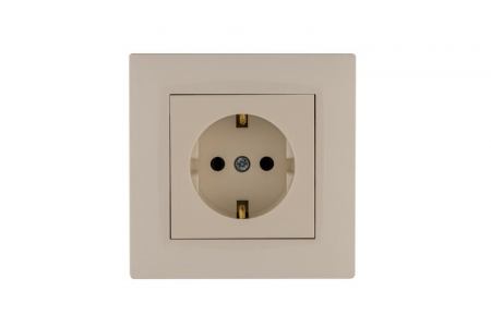 Розетка 1-м Karea RIZZ с заземл. крем Makel 88010028