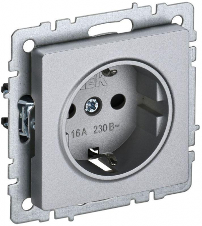 Розетка BRITE РС14-1-0-БрА 16А с заземл. защ. шторки механизм алюм. IEK BR-R14-16-K47