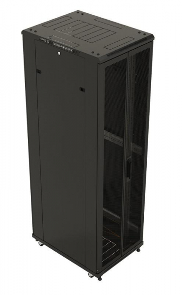 Шкаф напольный TTB-4281-DD-RAL9004 19дюйм 42U 2055х800х1000мм перф. двери черн. Hyperline 392684