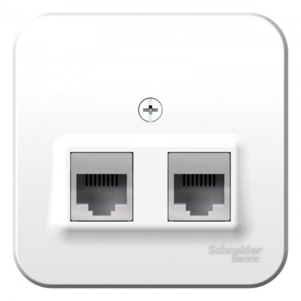 Розетка компьютерная + телефонная 2-м ОП Blanca RJ45 кат.5E + RJ11 с изолир. пластиной бел. SE BLNIA045111