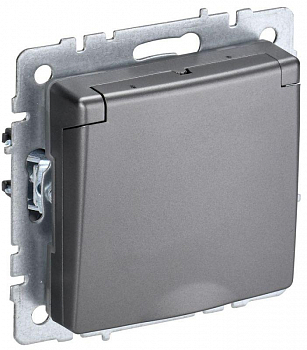 Розетка BRITE РСбш10-3-44-БрС 16А IP44 с заземл. защ. шторки с крышкой механизм сталь IEK BR-R16-16-44-K46