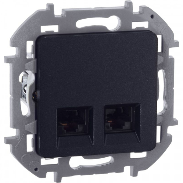 Розетка компьютерная 2-м СП Inspiria RJ45 кат.5E UTP IP20 антрацит IEK 673838