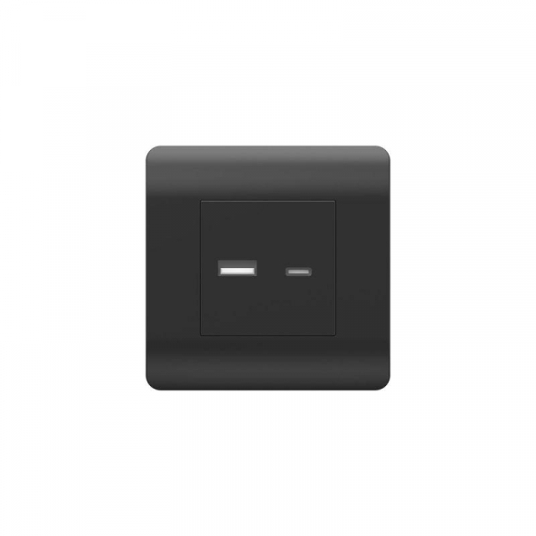 Розетка USB NEW3-E тип A+C 5В/2.1А черн. CHINT 431501