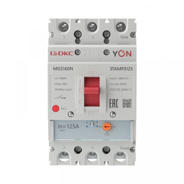 Выключатель автоматический MGS160 3P 100-125A 36kA YON MGS160N-3TAMF0125