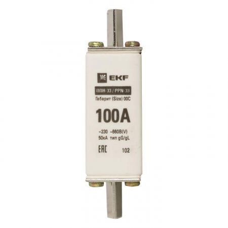 Вставка плавкая ППН-33 100/100А 50кА габарит 00С PROxima EKF fus-33/100