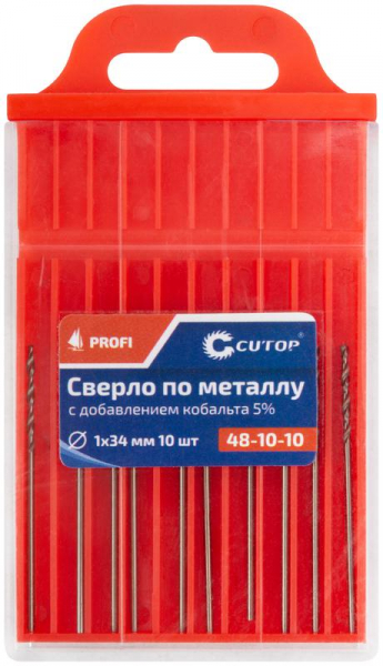 Набор сверл по металлу Profi 1х34мм с кобальтом 5проц. (уп.10шт) Cutop 48-10-10