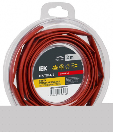 Трубка термоусадочная ТТУ нг-LS 4/2 красн. (уп.2м) IEK UDR12-004-002-002-K04-T