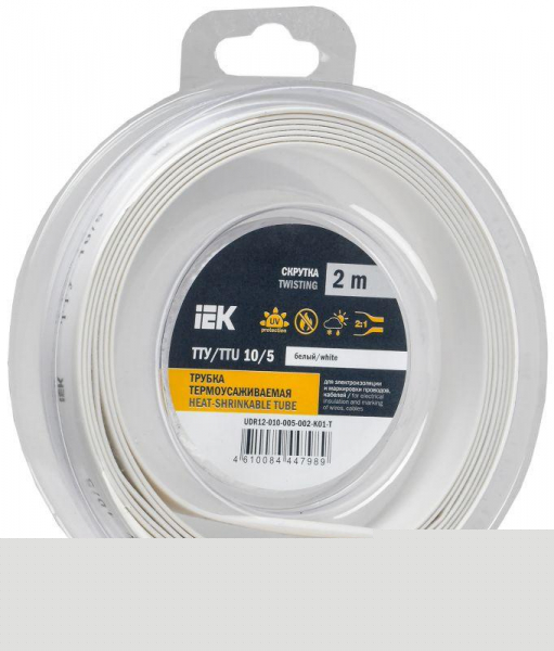 Трубка термоусадочная ТТУ нг-LS 10/5 бел. (уп.2м) IEK UDR12-010-005-002-K01-T