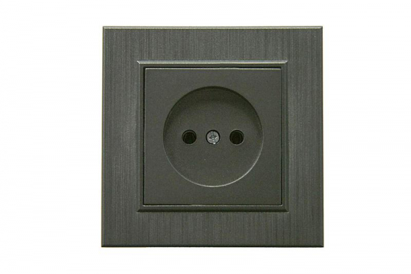 Розетка 1-м Karea LINE STAR без заземл. дым. металлик Makel 86050022