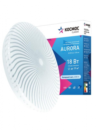 Светильник светодиодный Classic AURORA 18Вт 230В 6500К 1170лм 253х55мм настенно-потолочный КОСМОС KCAuro18W_6500