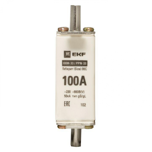 Вставка плавкая ППН-33 100/100А 50кА габарит 00С PROxima EKF fus-33/100